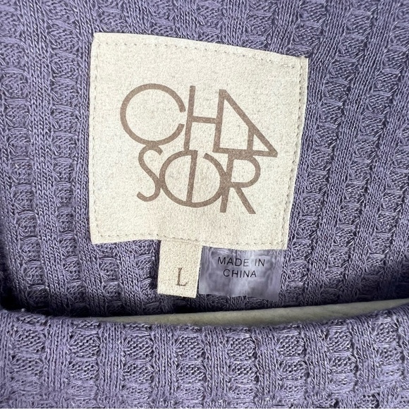 Chaser Purple Waffle Knit Long Sleeve Thermal Top Size Large Casual Pullover - Picture 9 of 10